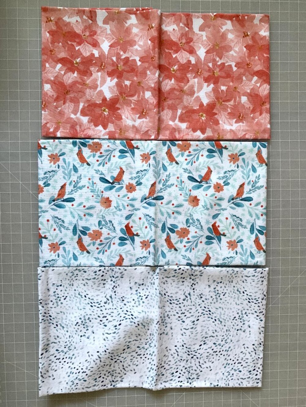 Bundle of Fabric - Holiday-Themed (Red and Mint)